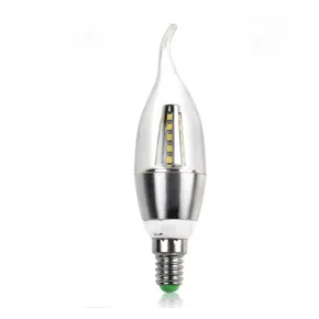 Прозрачная лампочка свеча LED E14 серебряная