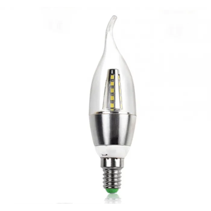 Прозрачная лампочка свеча LED E14 серебряная от ImperiumLoft