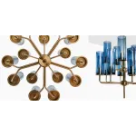 Люстра Agne  Brass & Blue Glass Tube Chandelier от ImperiumLoft