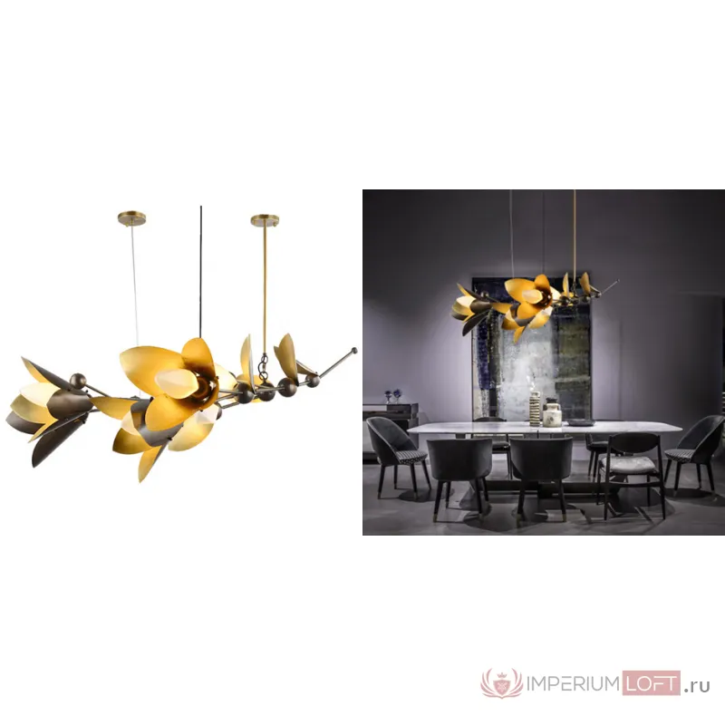 Дизайнерская люстра с природными мотивами LAVRA 8 flowers от ImperiumLoft