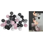 Гирлянда хлопковые фонарики Сotton Ball Pink-Grey от ImperiumLoft