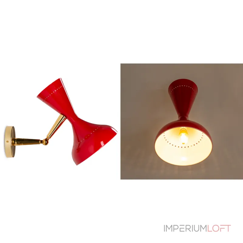 Бра Pair of Italian Bright Red Cones Wall Sconces