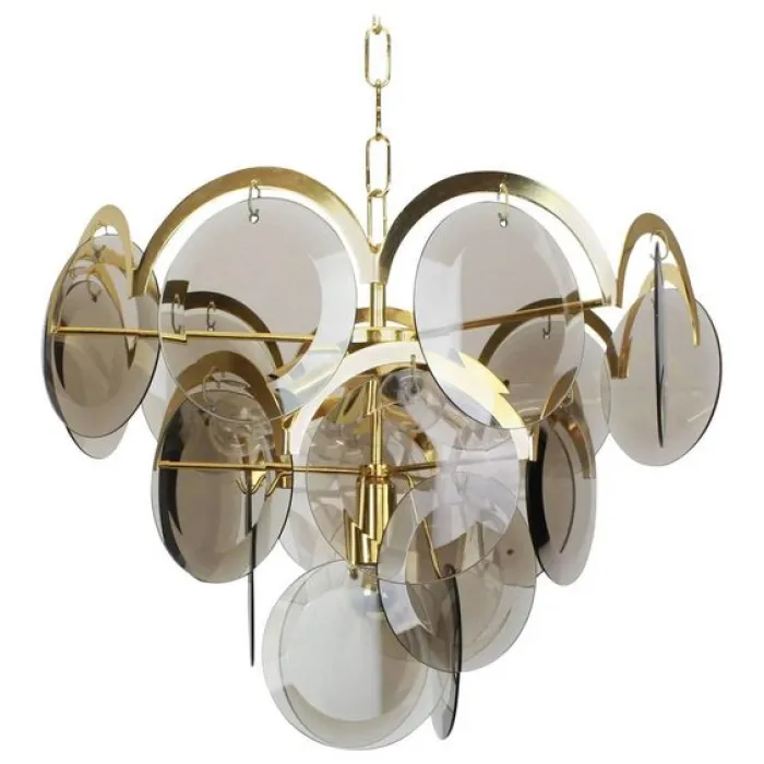 Люстра 1960S VISTOSI SMOKED GLASS DISC CHANDELIER от ImperiumLoft