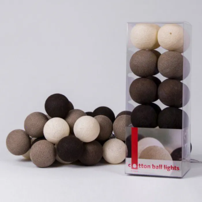 Гирлянда хлопковые фонарики Сotton Ball Brown от ImperiumLoft