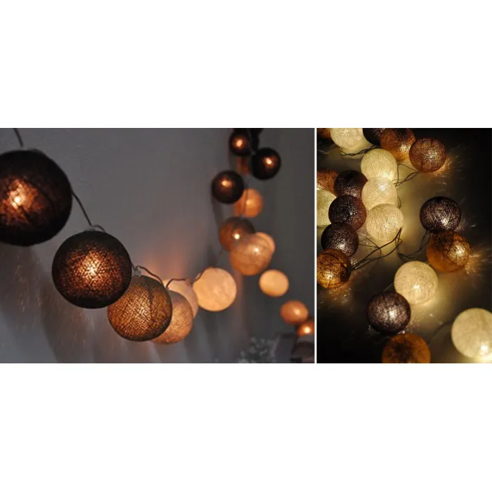 Гирлянда хлопковые фонарики Сotton Ball Brown от ImperiumLoft