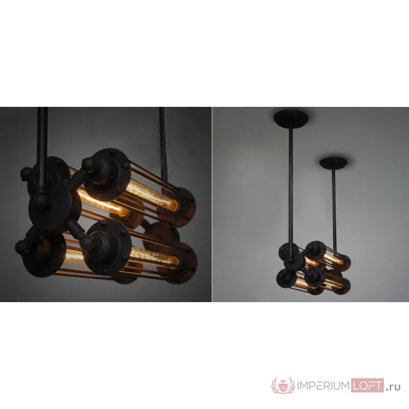 Подвесной светильник Loft Industrial Edison Cage Horizontal Quatro от ImperiumLoft
