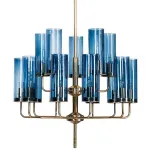 Люстра Agne  Brass & Blue Glass Tube Chandelier от ImperiumLoft
