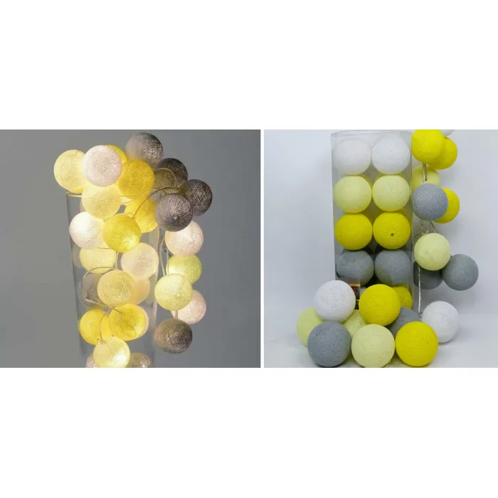 Гирлянда хлопковые фонарики Сotton Ball Yellow от ImperiumLoft