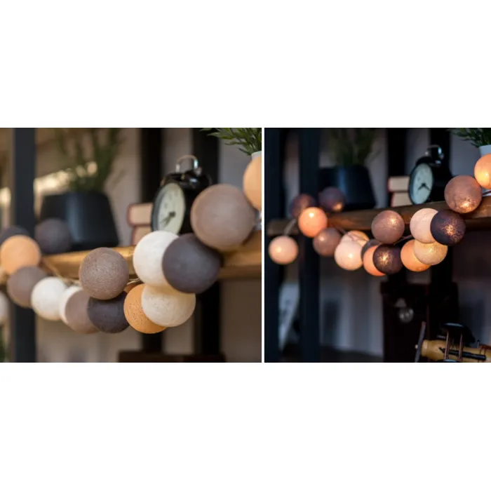 Гирлянда хлопковые фонарики Сotton Ball Clay от ImperiumLoft