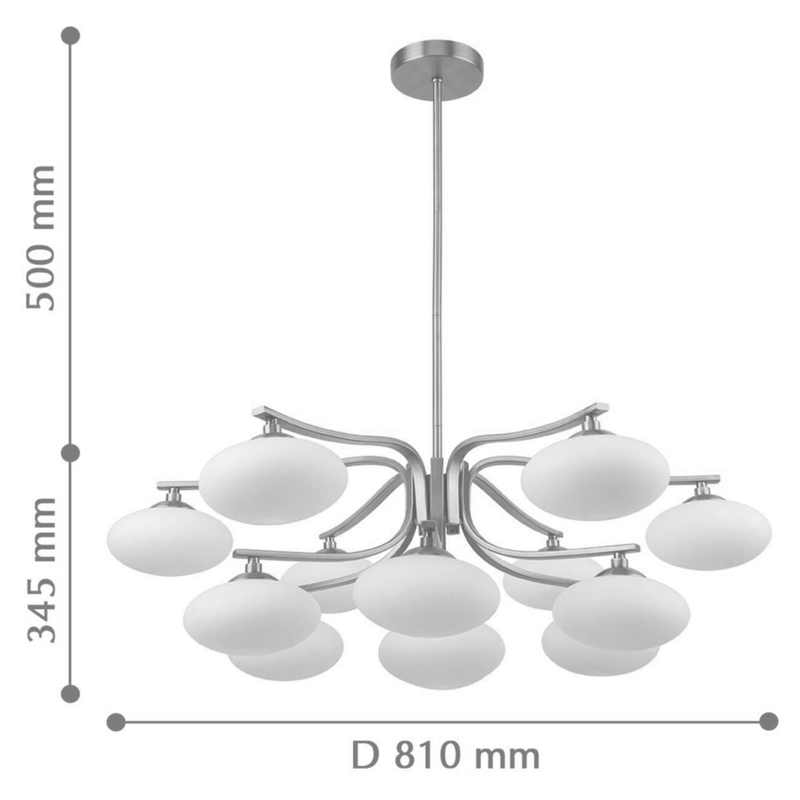 Люстра на штанге Oval Balls Mushrooms Chandelier 13 Silver
