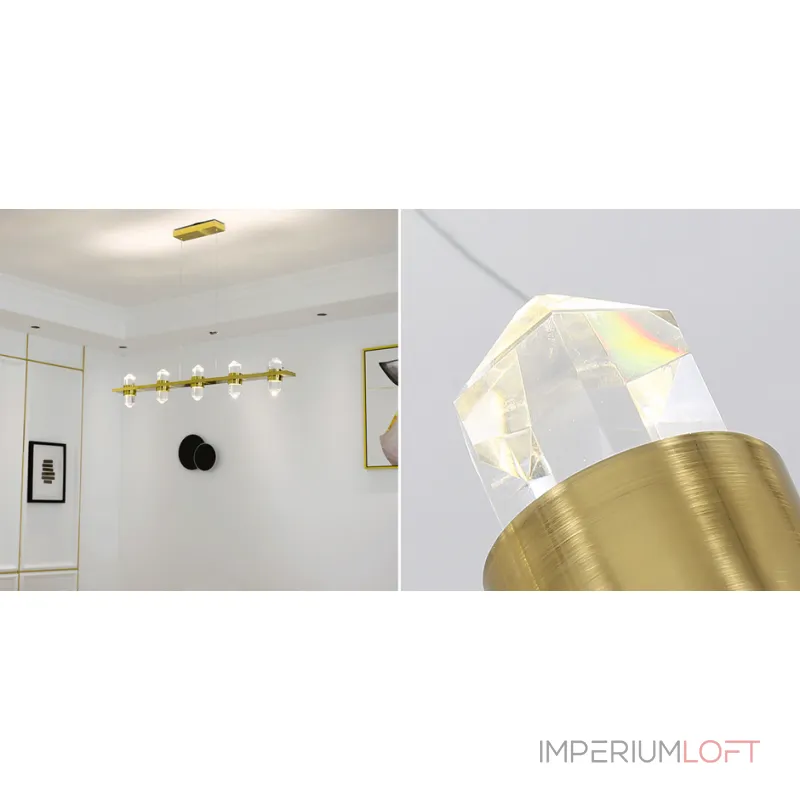 Люстра large Crystals Line Brass