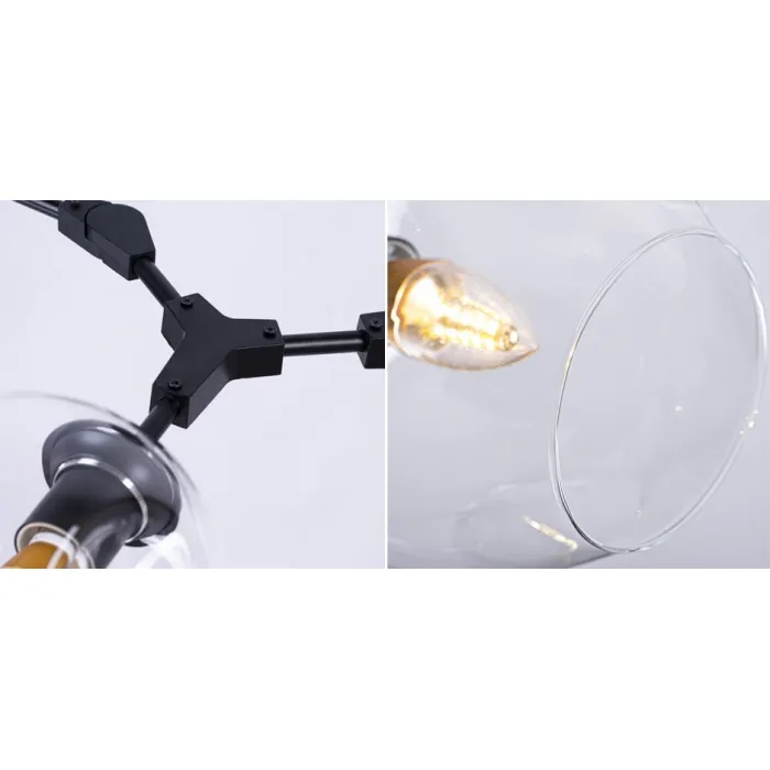 Люстра Сrumpled Glass Bubble Chandelier Black 6 плафонов от ImperiumLoft