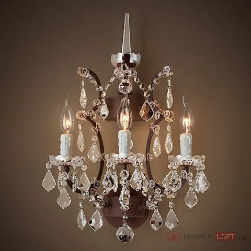 Бра 19th c. Rococo IRON & CLEAR CRYSTAL Wall Lamp от ImperiumLoft