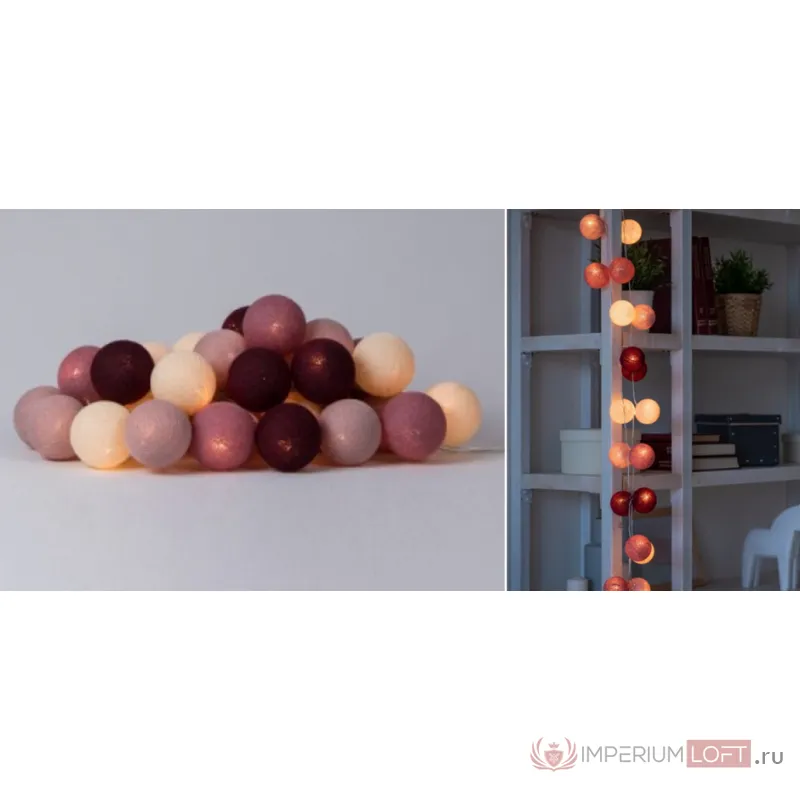 Гирлянда хлопковые фонарики Сotton Ball Rosegarden от ImperiumLoft