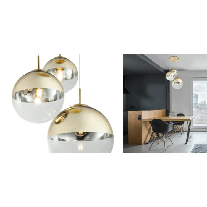 Светильник подвесной Mirror Ball Gold 3 плафона  от ImperiumLoft