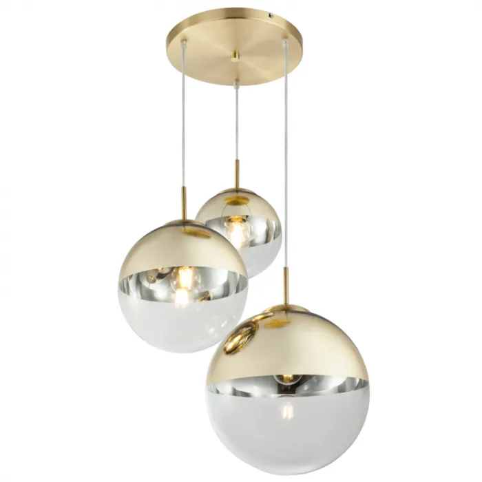 Светильник подвесной Mirror Ball Gold 3 плафона  от ImperiumLoft