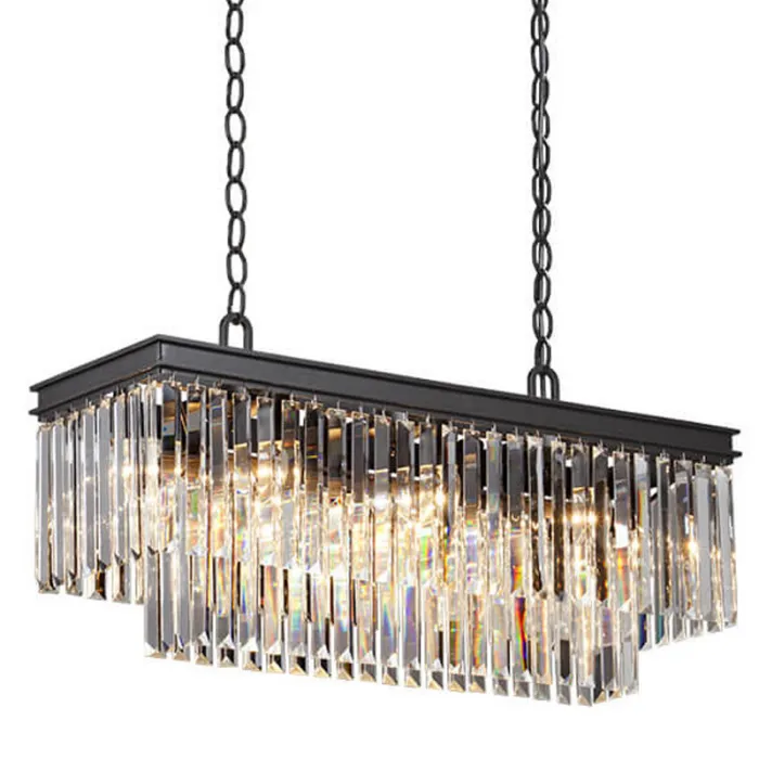 Люстра RH 1920s Odeon Clear Glass Rectangular Chandelier Black iron Длина 80 от ImperiumLoft