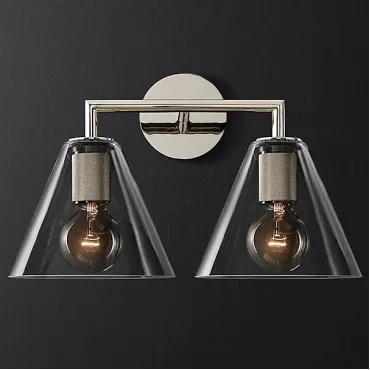 Бра RH Utilitaire Funnel Shade Double Sconce Silver