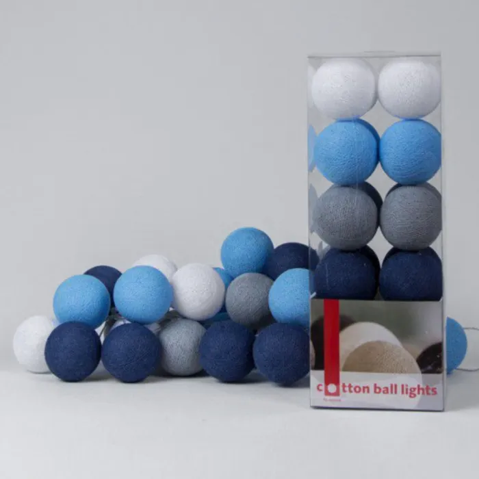 Гирлянда хлопковые фонарики Сotton Ball Sailor Blue от ImperiumLoft