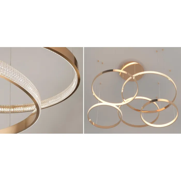 Люстра Композиция из колец ORACLE Mahlu 5 Rings Gold от ImperiumLoft