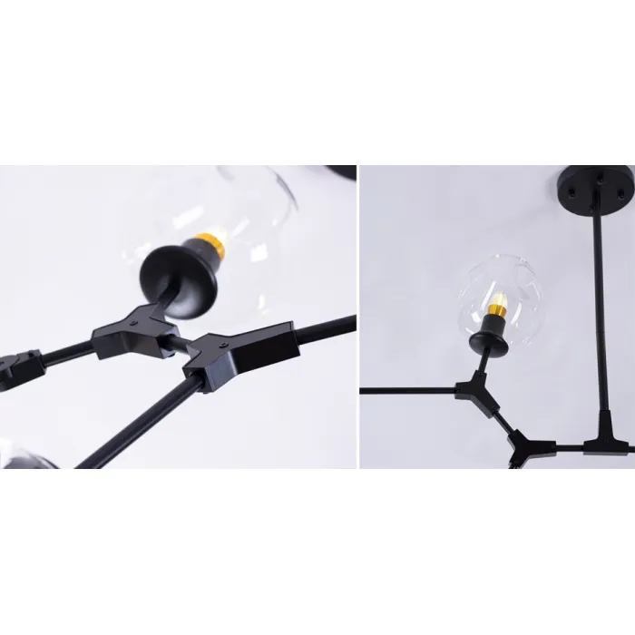 Люстра Сrumpled Glass Bubble Chandelier Black 8 плафонов от ImperiumLoft