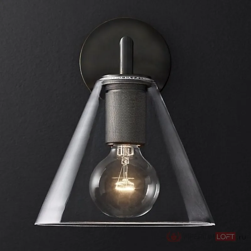 Бра RH Utilitaire Funnel Shade Single Sconce Black от ImperiumLoft