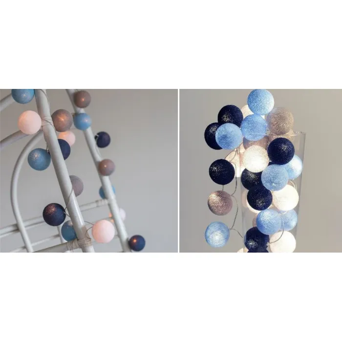 Гирлянда хлопковые фонарики Сotton Ball Sailor Blue от ImperiumLoft