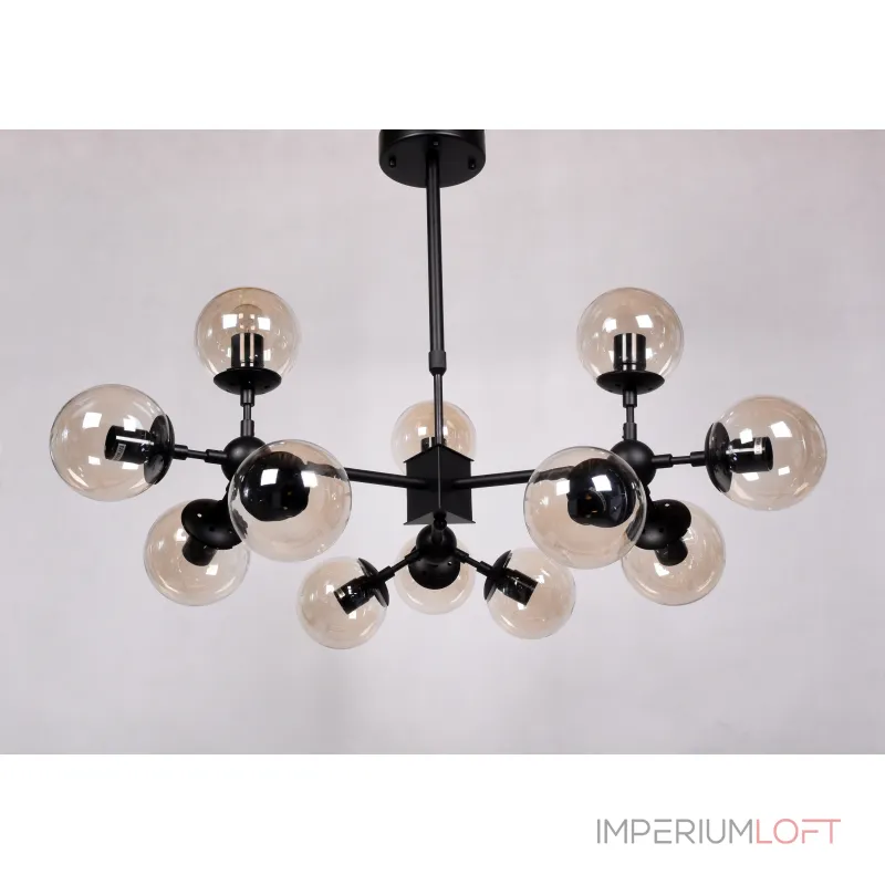 Люстра на штанге Lumina Deco Zodiak LDP 160-12 BK+TEA
