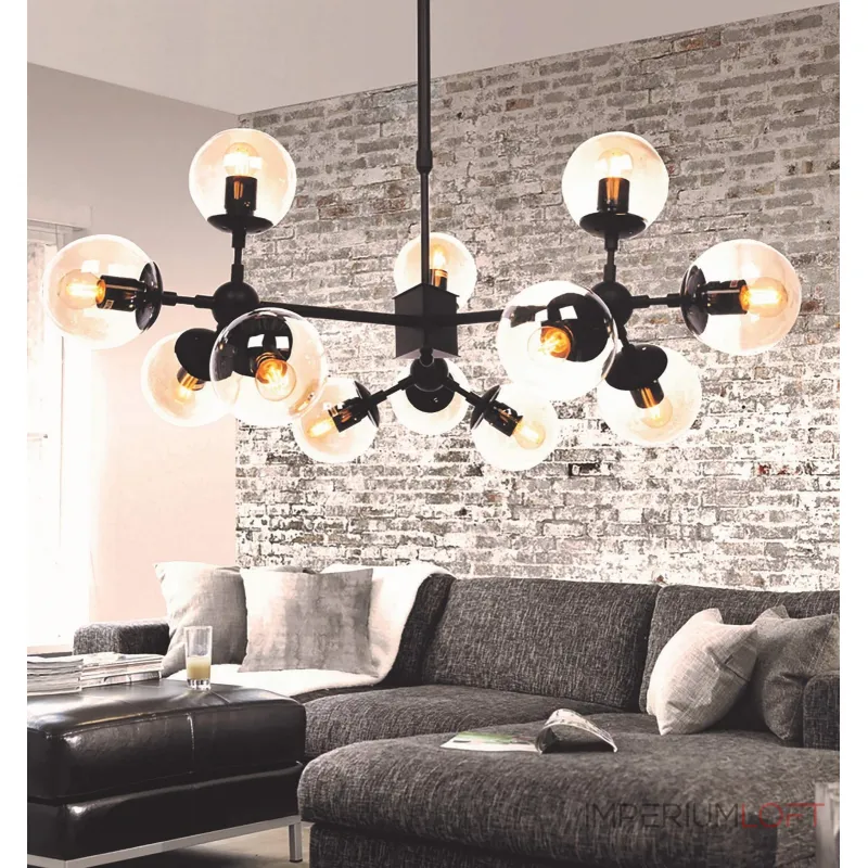 Люстра на штанге Lumina Deco Zodiak LDP 160-12 BK+TEA