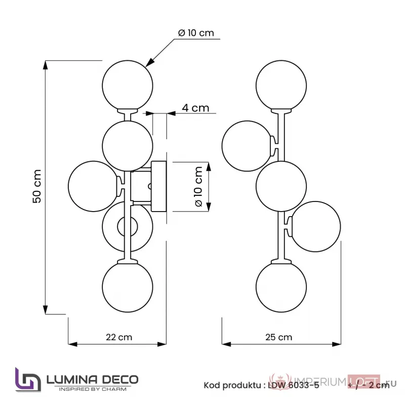 Бра Lumina Deco Marsiada LDW 6033-5 BK+F.GD от ImperiumLoft