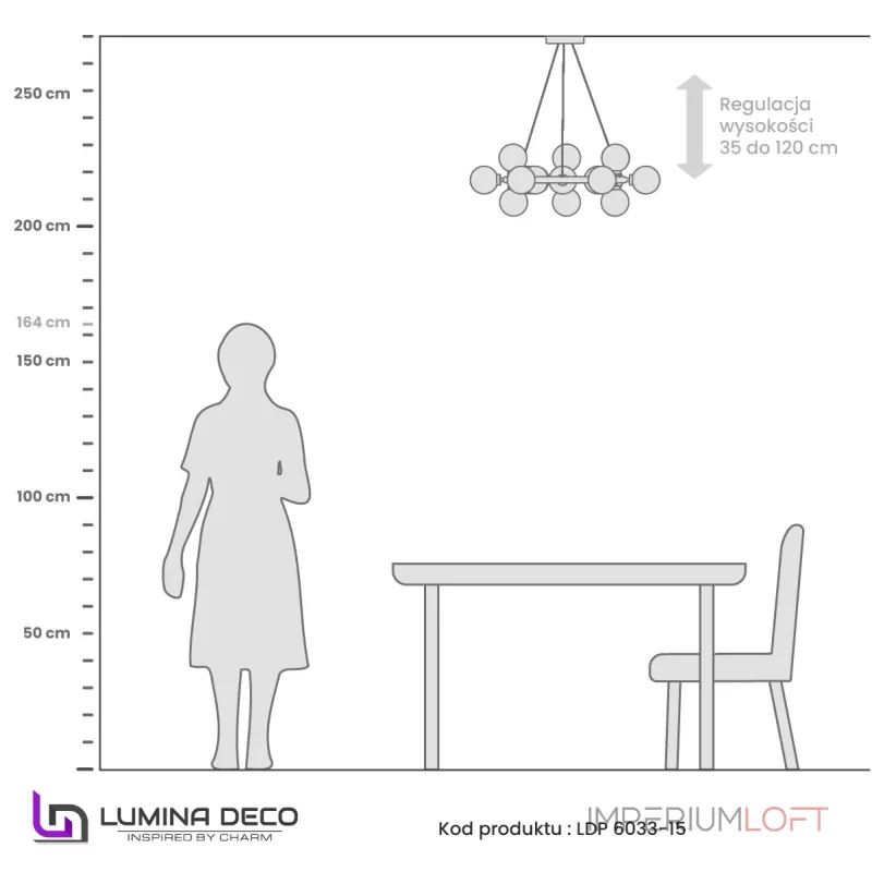 Подвесная люстра Lumina Deco Marsiada LDP 6033-15 BK+GD
