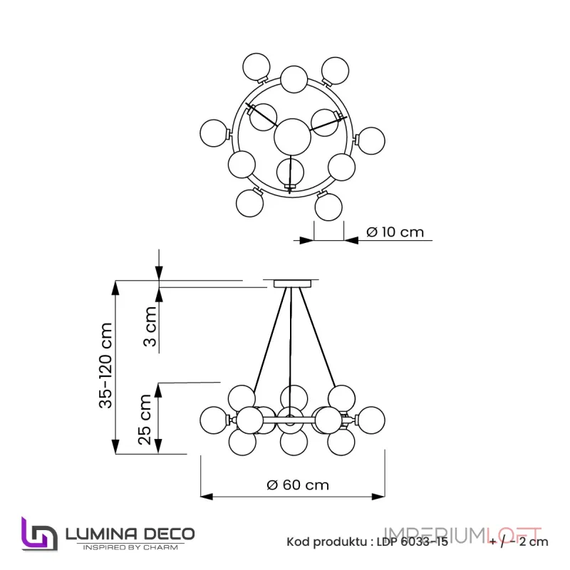 Подвесная люстра Lumina Deco Marsiada LDP 6033-15 BK+GD