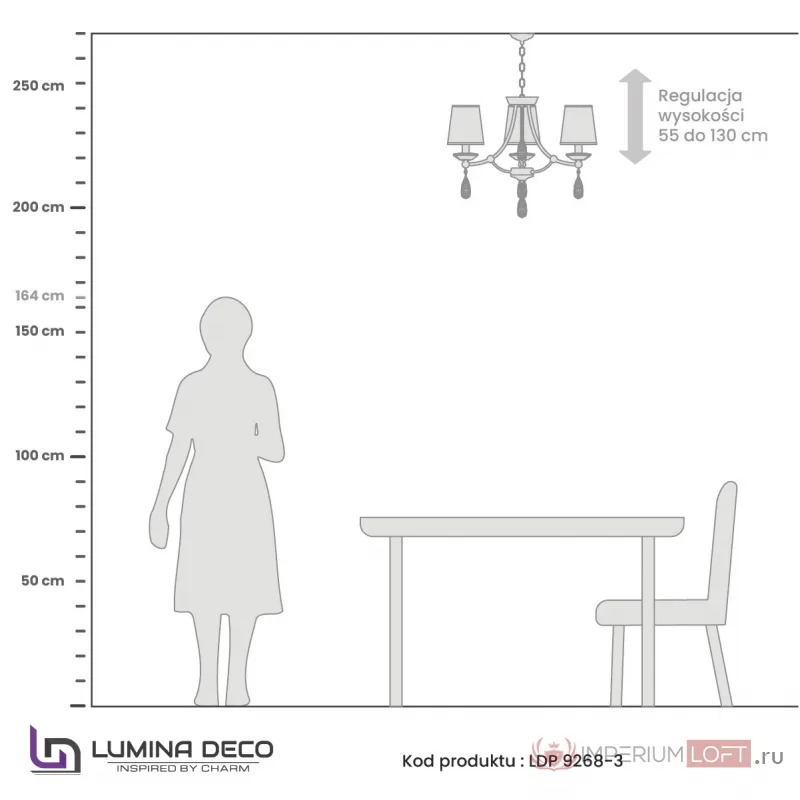 Хрустальная подвесная люстра Lumina Deco Dominni LDP 9268-3 CHR от ImperiumLoft