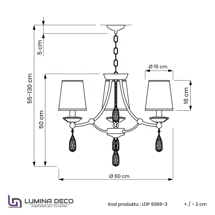Хрустальная подвесная люстра Lumina Deco Dominni LDP 9268-3 GD от ImperiumLoft