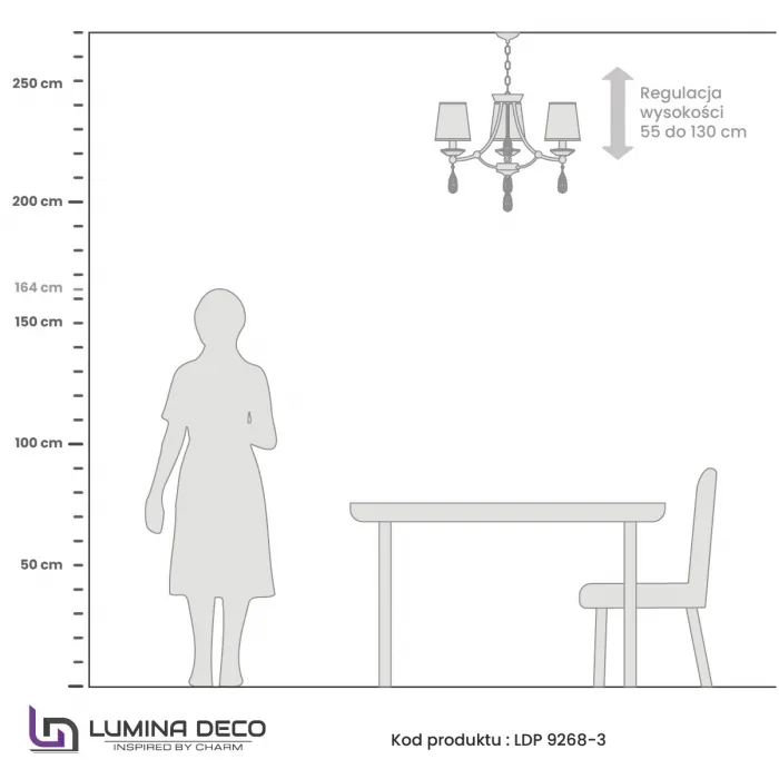 Хрустальная подвесная люстра Lumina Deco Dominni LDP 9268-3 GD от ImperiumLoft