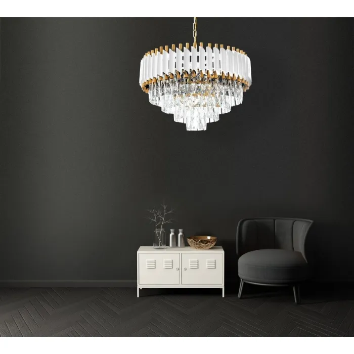 Хрустальная подвесная люстра Lumina Deco Funneli LDP 6003-500 WT+F.GD от ImperiumLoft