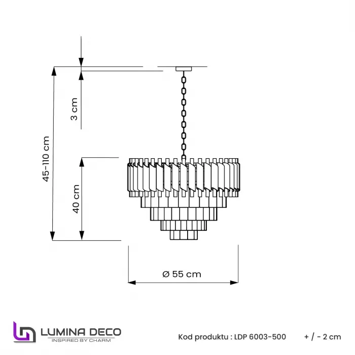 Хрустальная подвесная люстра Lumina Deco Funneli LDP 6003-500 WT+F.GD от ImperiumLoft