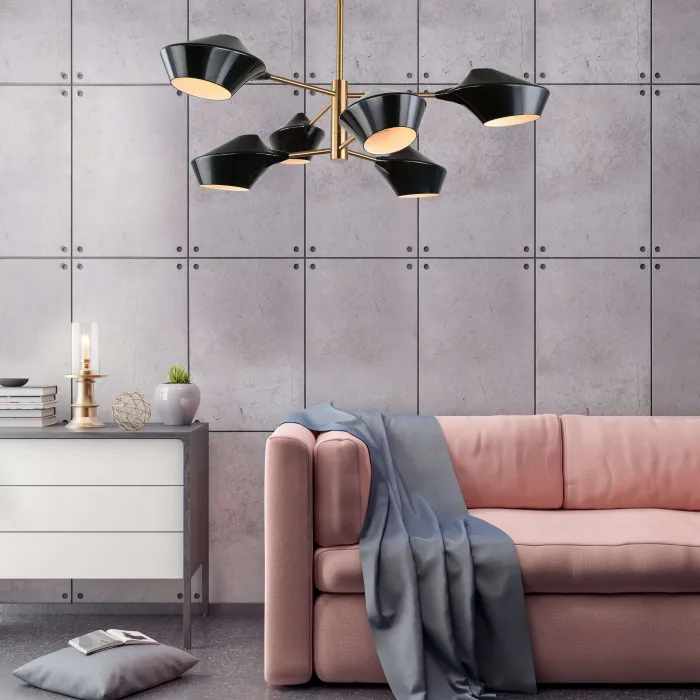 Подвесной светильник Lumina Deco Romina LDP 6037-6 BK+GD от ImperiumLoft