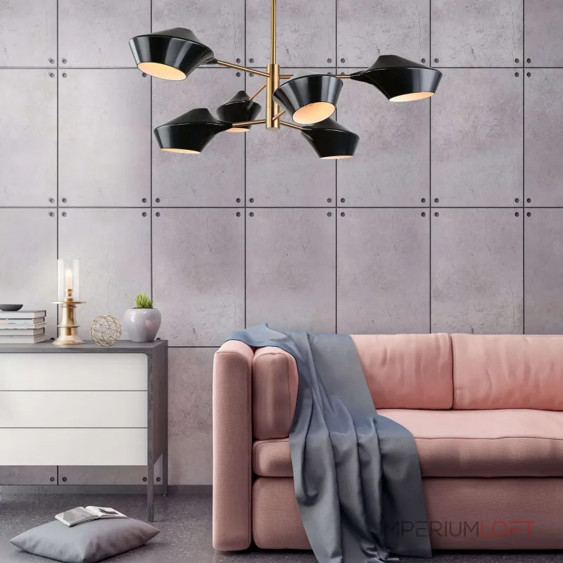 Люстра на штанге Lumina Deco Romina LDP 6037-6 BK+GD