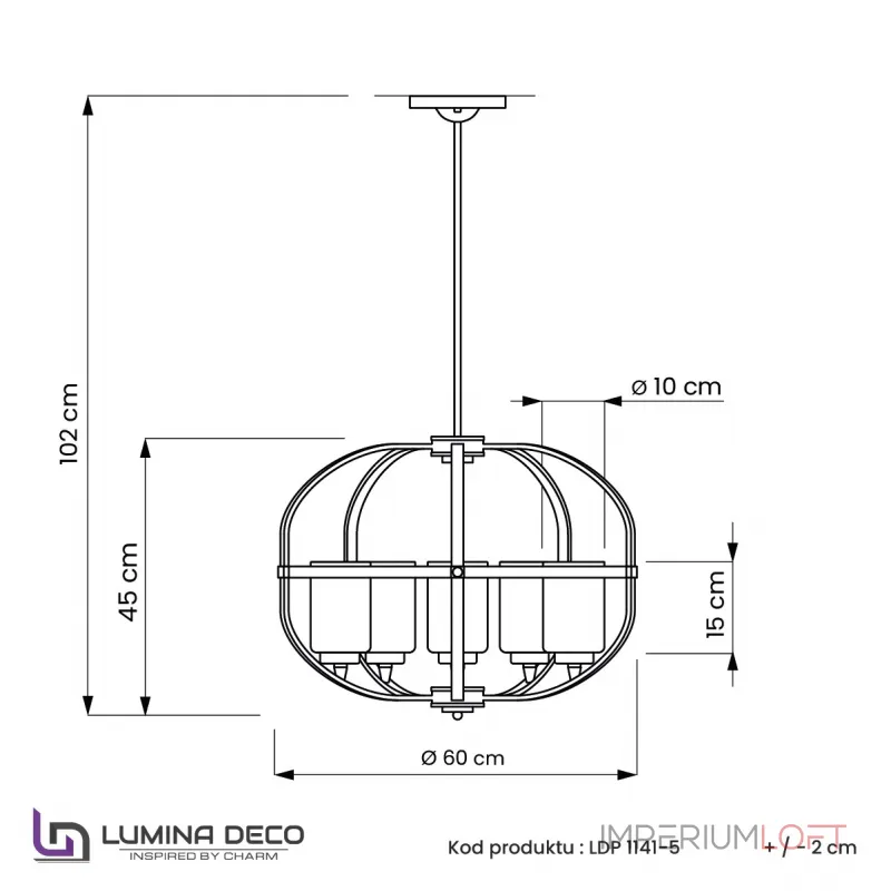 Люстра на штанге Lumina Deco Monterey LDP 1141-5 BK+MD