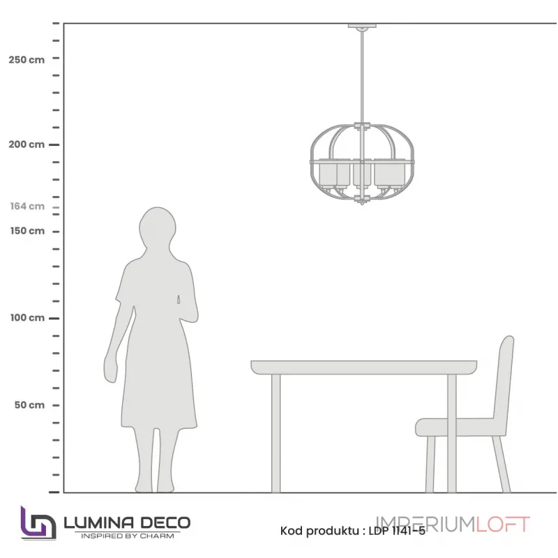 Люстра на штанге Lumina Deco Monterey LDP 1141-5 BK+MD