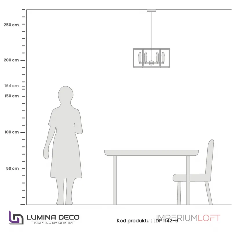 Люстра на штанге Lumina Deco Lorton LDP 1142-6 BK+MD