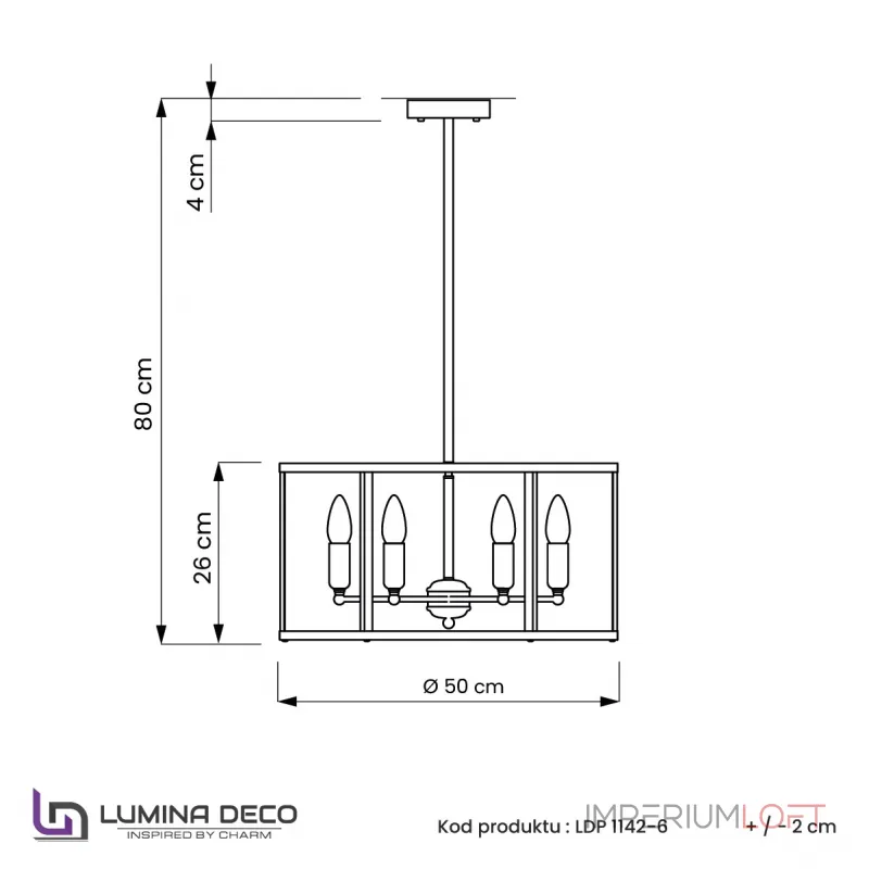 Люстра на штанге Lumina Deco Lorton LDP 1142-6 BK+MD