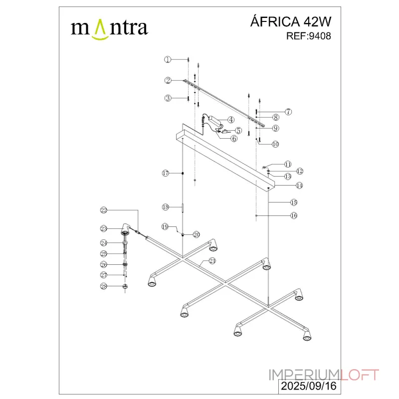 Подвесная люстра Mantra AFRICA 9408