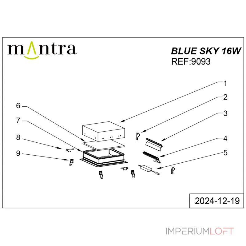 Встраивамое светодиодное окно Mantra BLUE SKY 9093 Встраивамое светодиодное окно Mantra BLUE SKY 9093