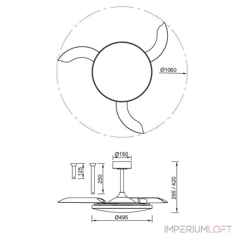 Потолочная люстра-вентилятор Mantra SLIM FAN 9006