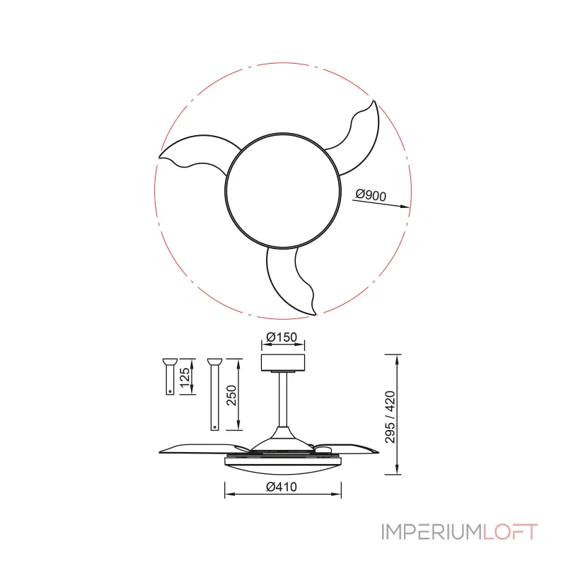 Потолочная люстра-вентилятор Mantra SLIM FAN 9008
