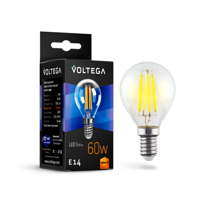 Светодиодная лампа Crystal Globe 6W 2800K E14 Voltega Crystal 7021 от ImperiumLoft