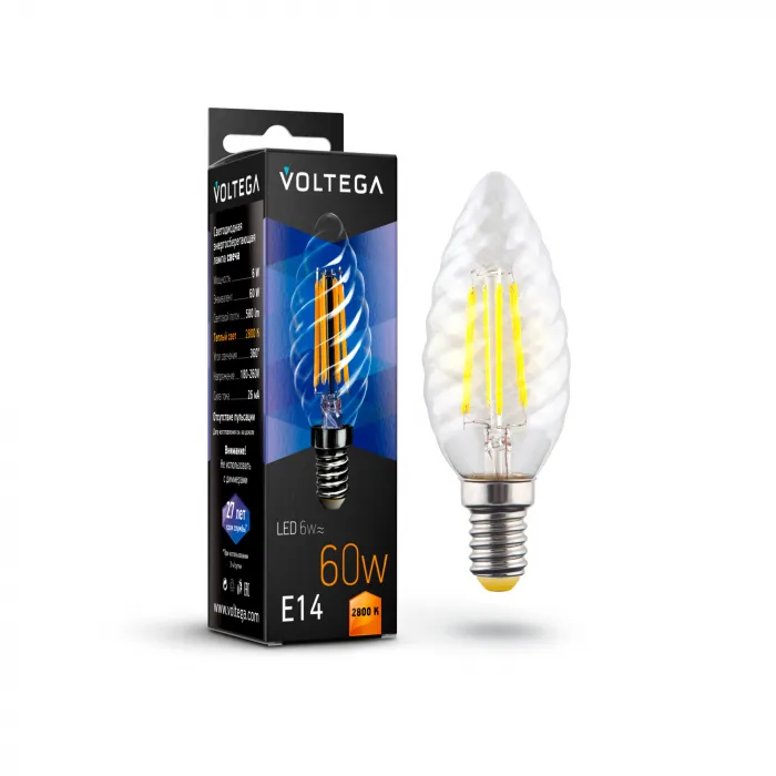Светодиодная лампа Crystal Candle corn 6W 2800K E14 Voltega Crystal 7027 от ImperiumLoft