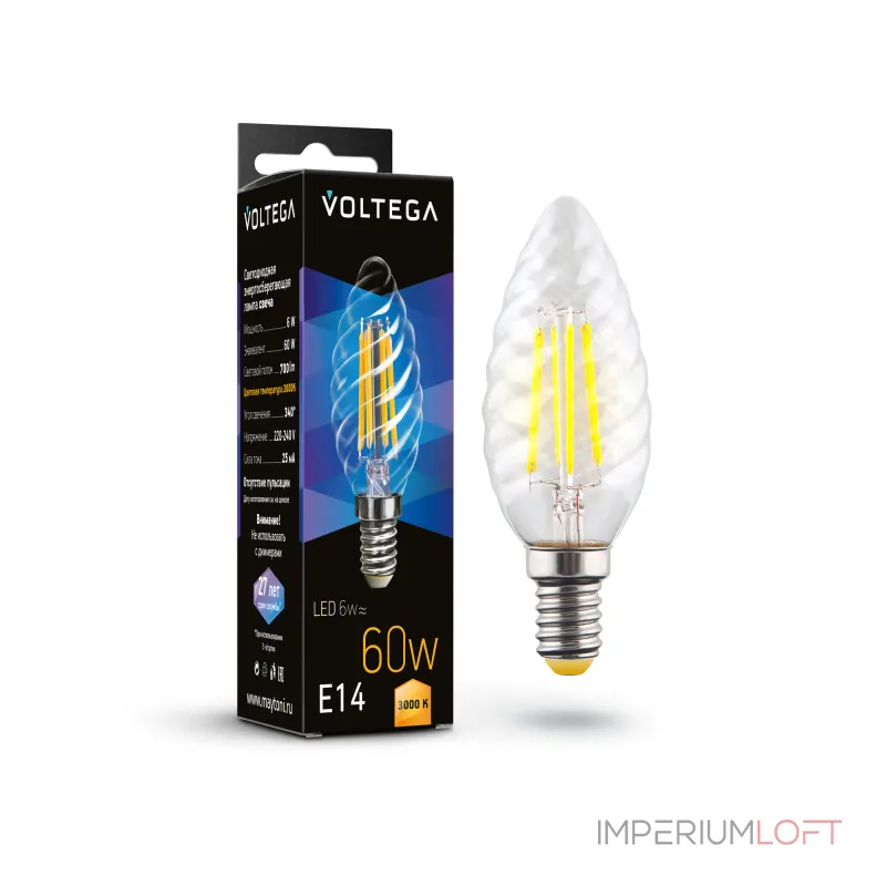 Светодиодная лампа Voltega Crystal Candle corn 6W 3000K E14